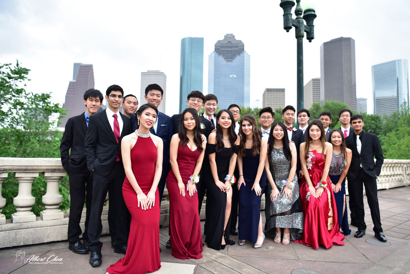 Houston skyline photo for a prom group