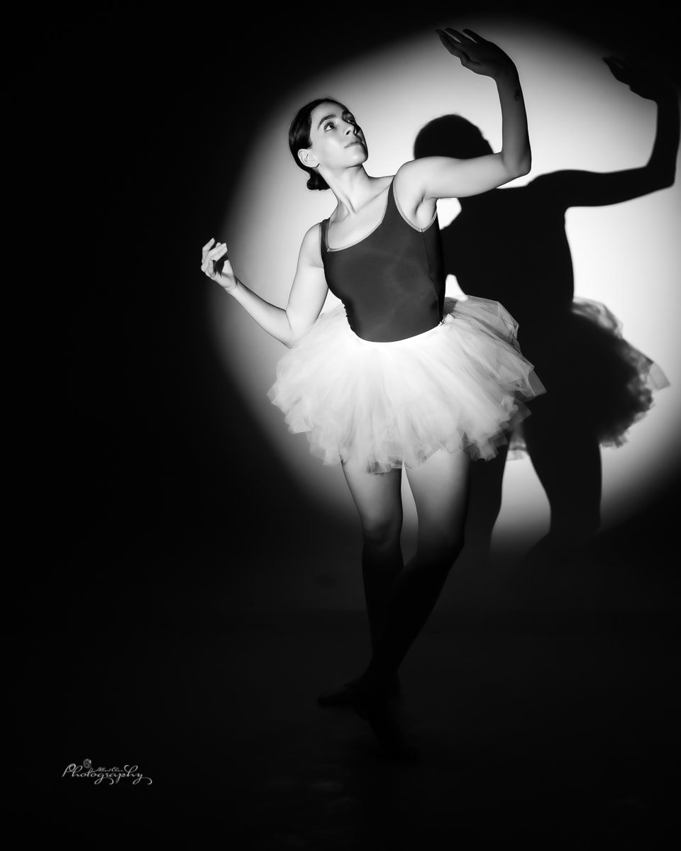 Ballerina photograph in black and white