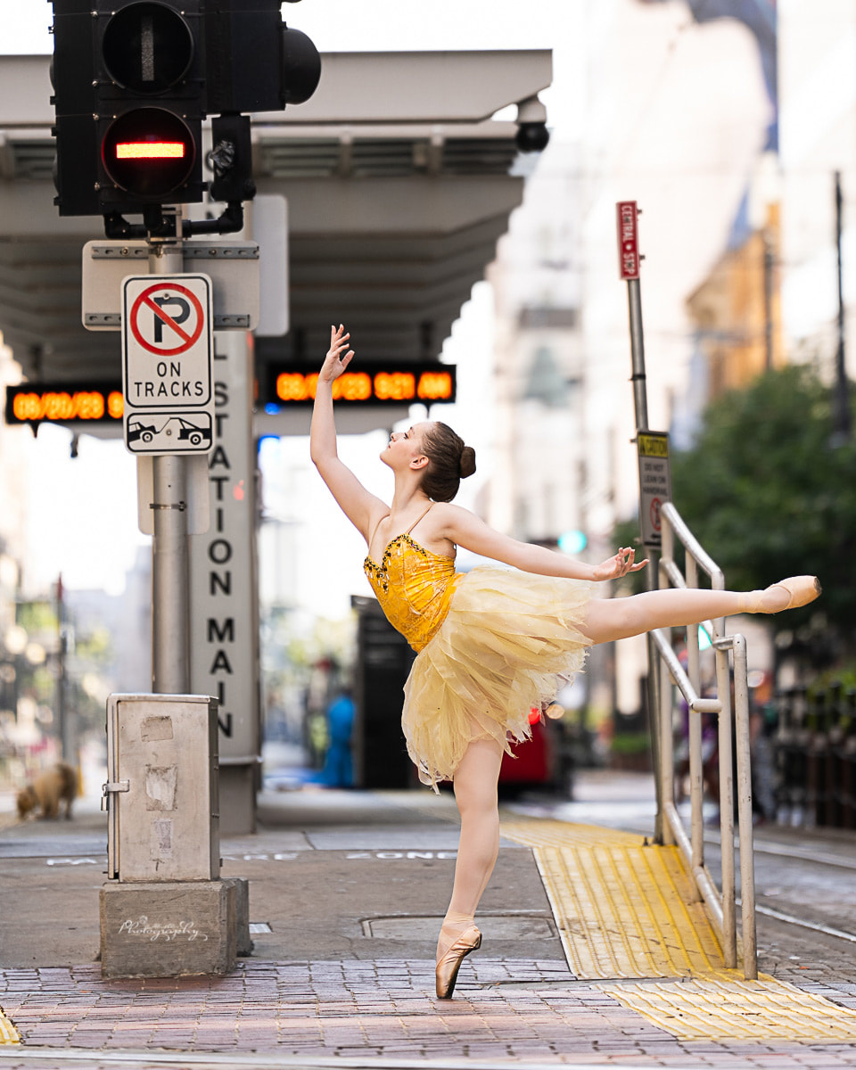 Ballet dancer at a metro station