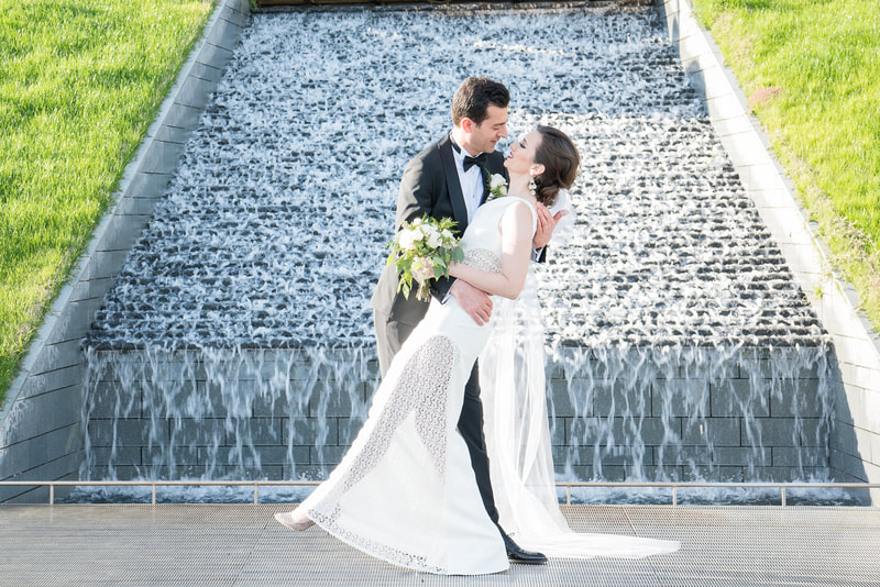 wedding portrait at a waterfall