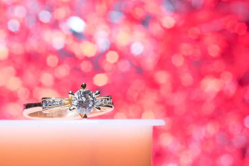 creative wedding ring closeup shot