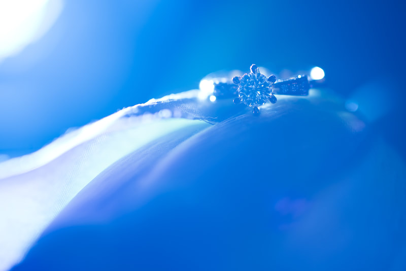 artistic wedding ring closeup shot