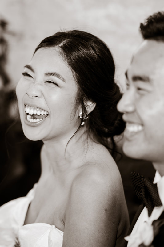 bride and groom showing joyfulness 
